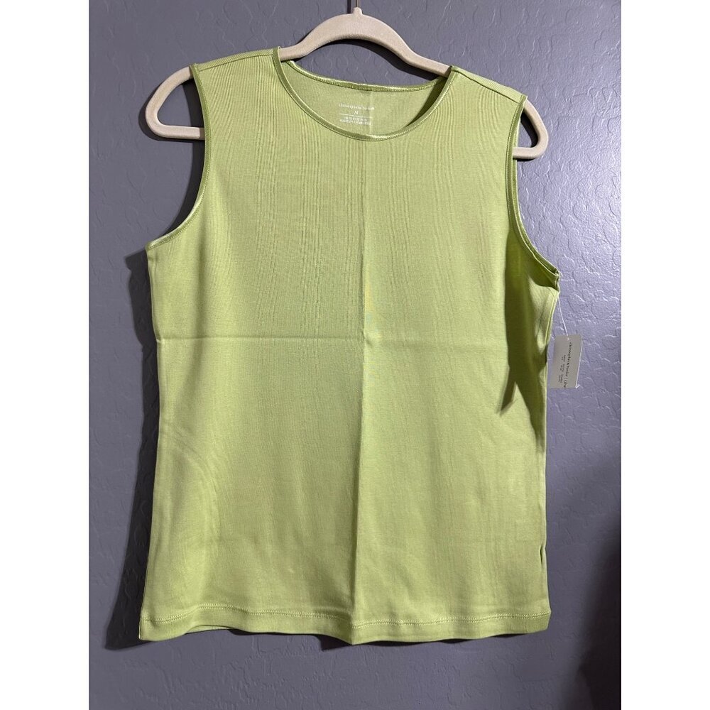 Christopher & Banks Green tank 100% Cotton size M NWT
